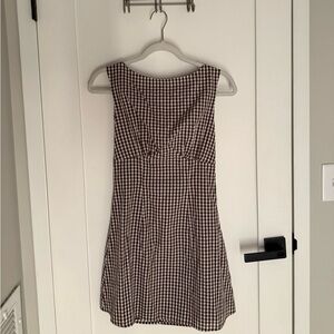Lotus tie back mini dress - chocolate gingham